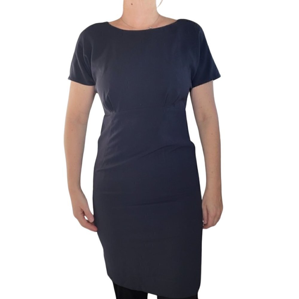Lafayette 148 New York Navy Sheath Dress Size 10